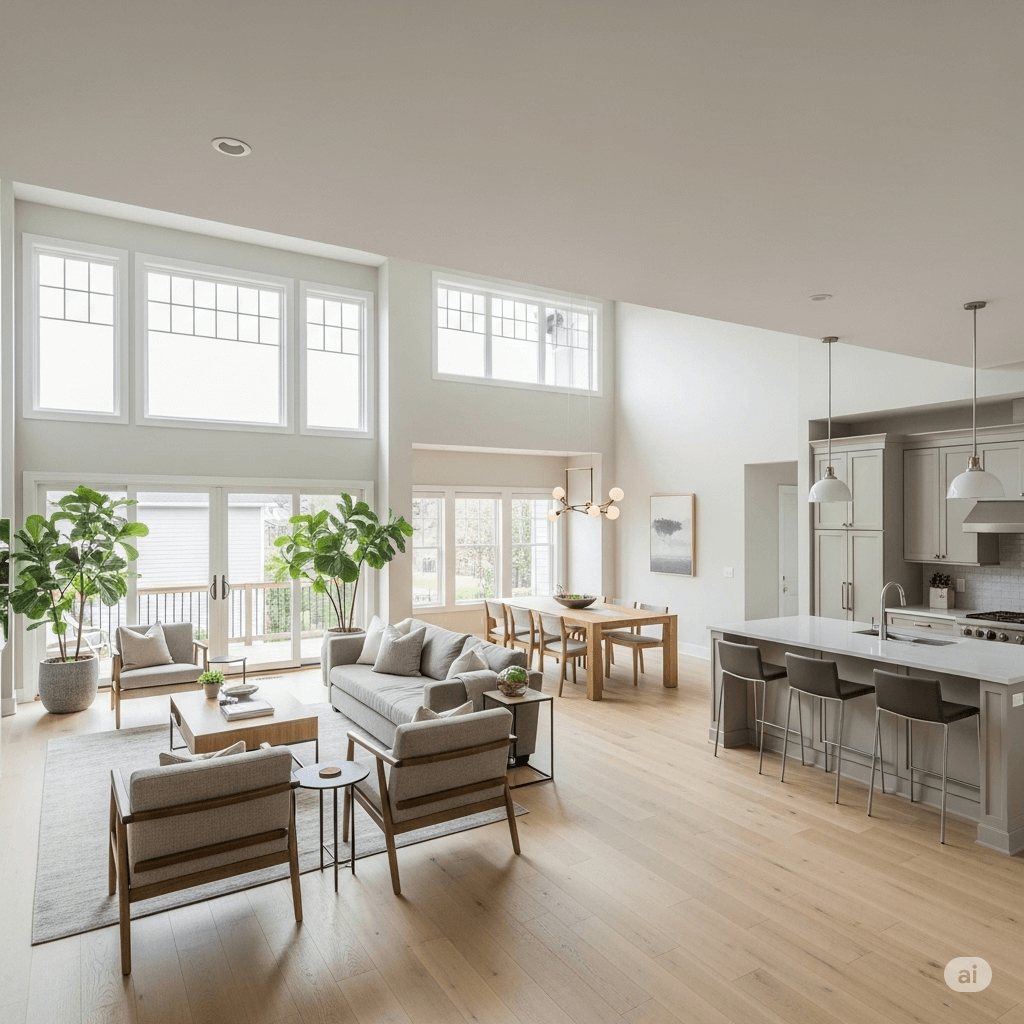 Architectural design of a house and garden