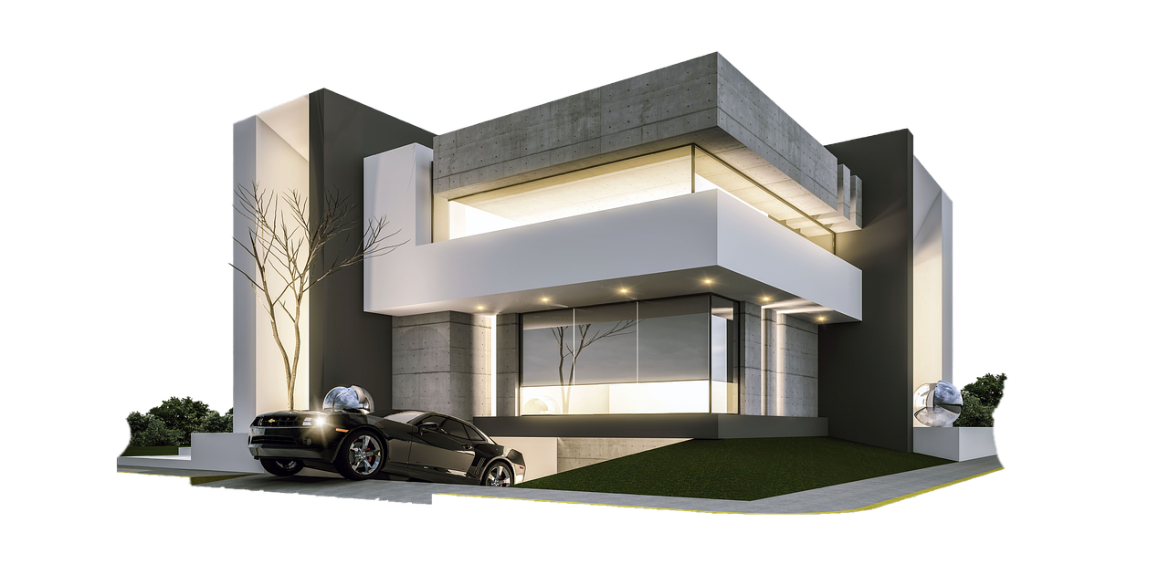 Architectural design of a house and garden