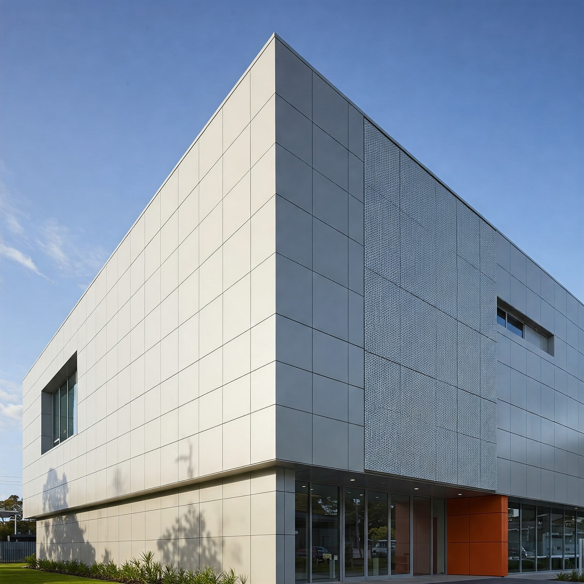 modern Australian building facade with Alucobond cladding. Image by Gemini