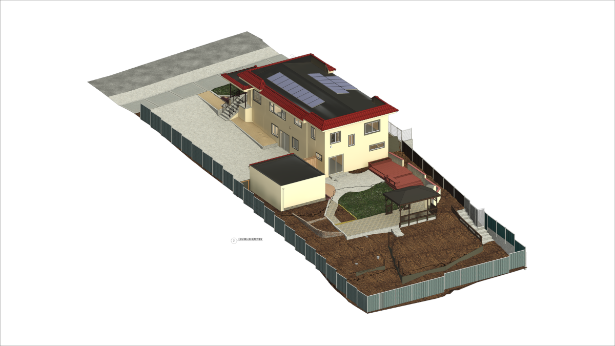 Architectural design of a house and garden