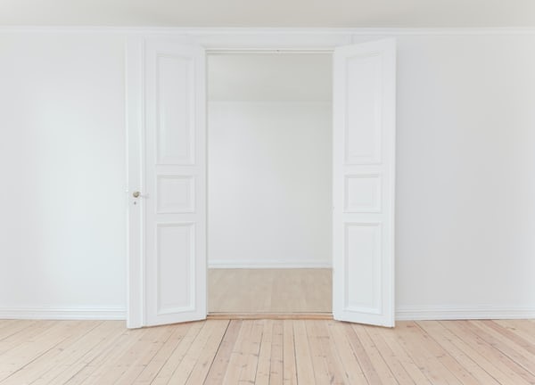 two white doors that are opened