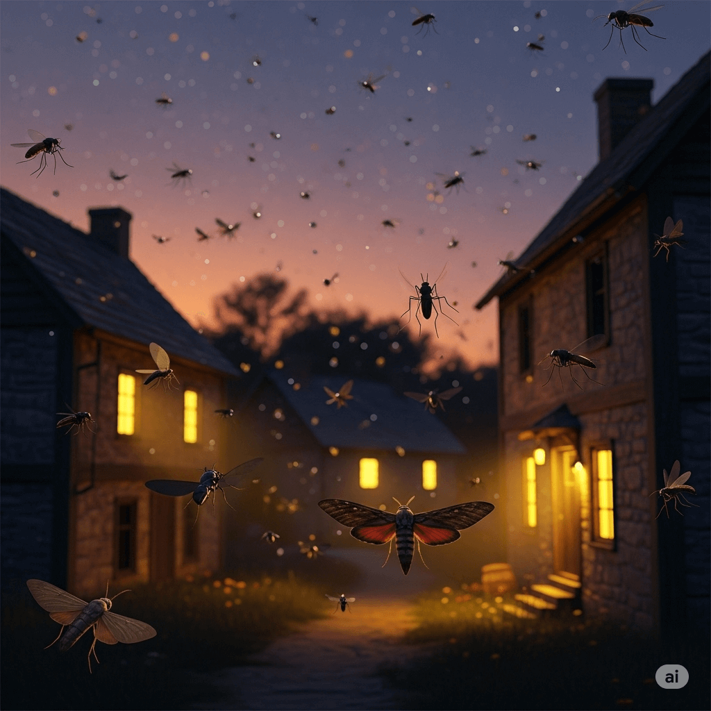 Insects flying around houses. Image by Gemini