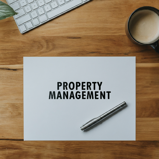 A table with a piece of paper that says Property Management. Image by Gemini AI