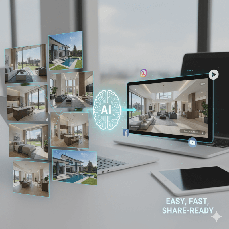 Photos being made into a video. Image by Gemini