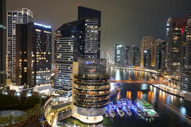 Dubai marina at night