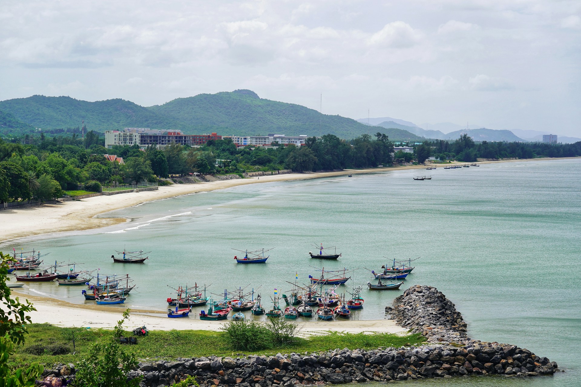 Boats on the ocean near green trees. Image by Unsplash