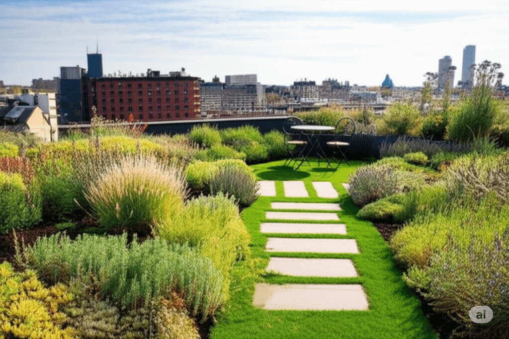 Green rooftop garden. Image by Gemini