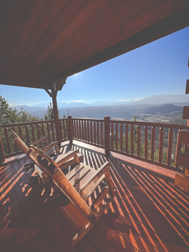 Balcony overlooking mountains